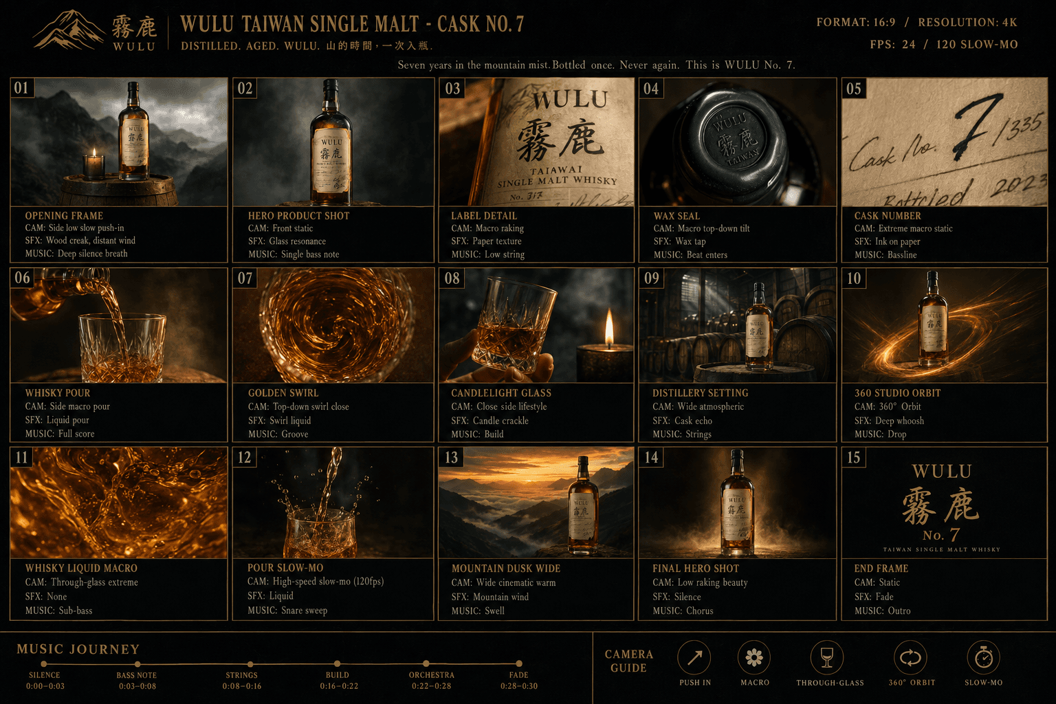 WULU Storyboard — 15 個鏡頭分鏡表