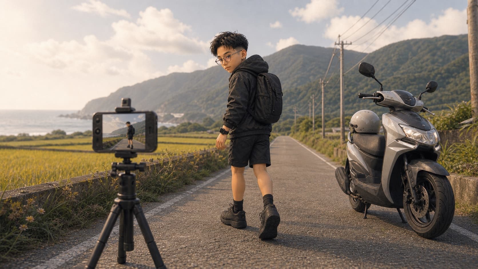 可愛版 Oscar 在台灣山海與稻田間自然走進鏡頭